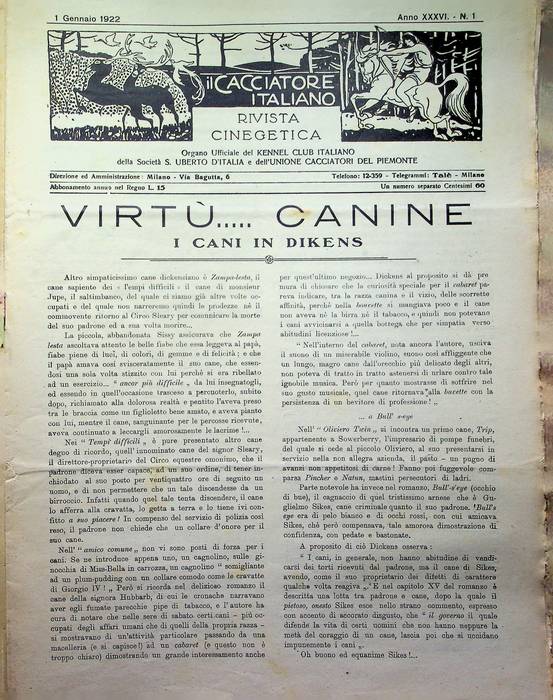 Il cacciatore italiano: rivista cinegetica: ANNATA XXXVI (1922): dal numero 1 al numero 53.
