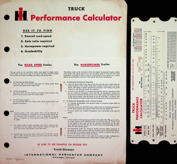 Truck IH Performance Calculator.