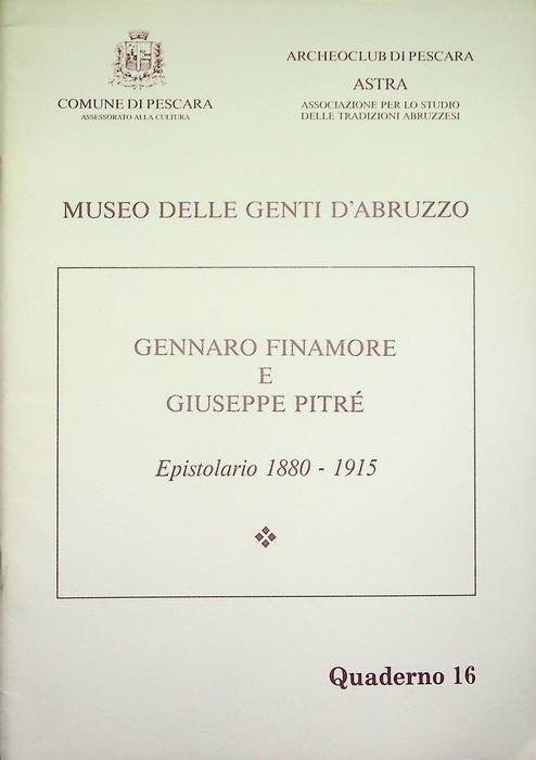 Gennaro Finamore e Giuseppe Pitré: epistolario 1880-1915.