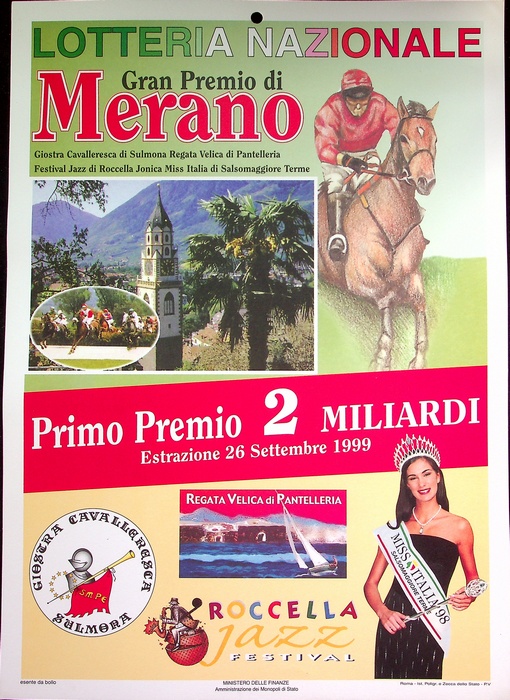 Lotterie nazionale: gran premio di Merano: estrazione 26 settembre 1999.